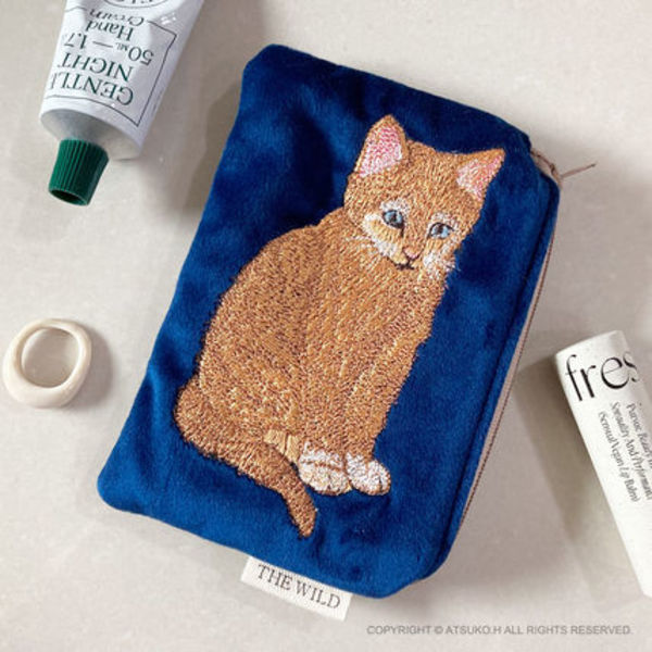 THE WILD 猫 ベルベット カードポーチ kitty/韓国 雑貨