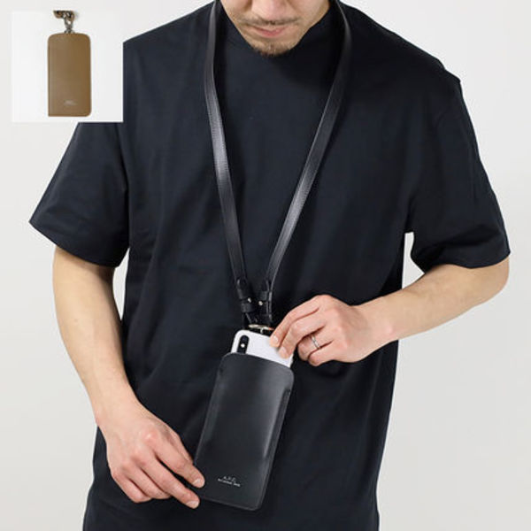 A.P.C. アーペーセー スマホショルダー スマホバッグ ロゴ 本革