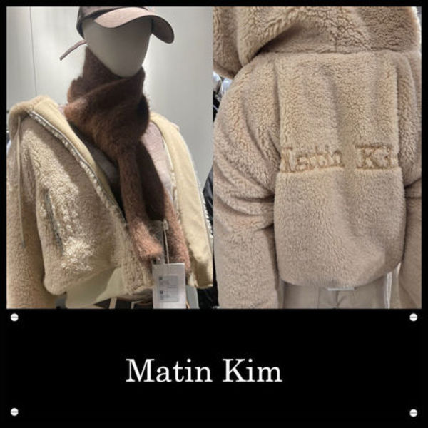 ★MATIN KIM ★LOGO POINT FLEECE HOODY JUMPER FOR WOMEN