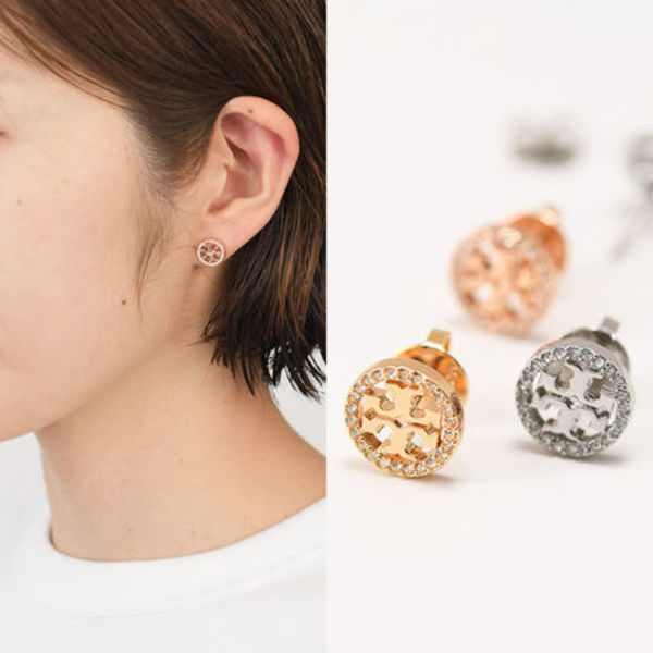 【国内即発】TORY BURCH ミラー パヴェ スタッズ ピアス