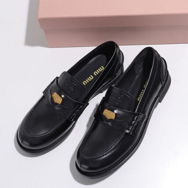 MIUMIU ペニーローファー 5D773D ULX ロゴ レザー
