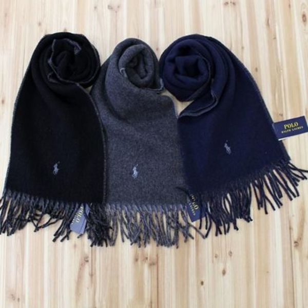 ポロ ラルフローレン リバーシブル 刺繍 無地 フリンジ マフラー