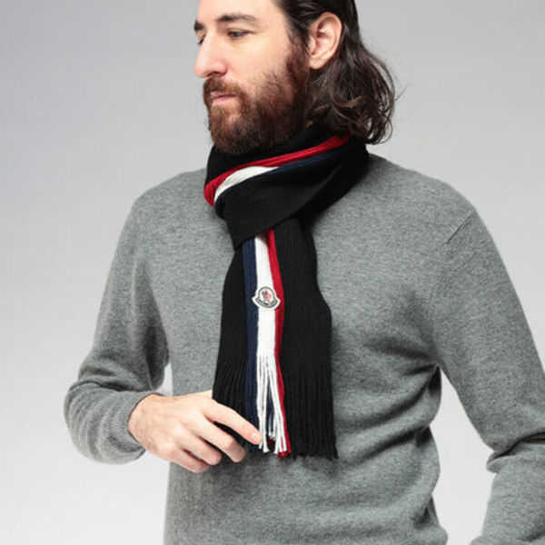 MONCLER マフラー トリコロール ロゴ ウール
