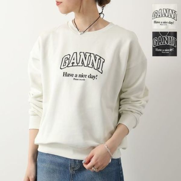 GANNI スウェットシャツ ISOLI GANNI OVERSIZED SWEATSHIRT