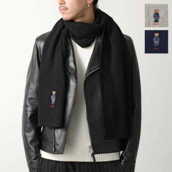 Polo Ralph Lauren マフラー PC1464 ニット テディベア ロゴ刺繍