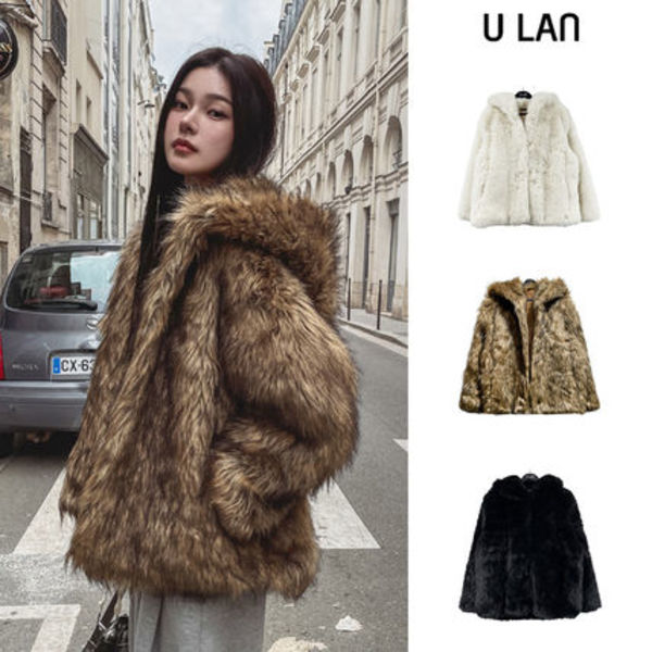 【U LAN】Genly Hood Fur Jacket