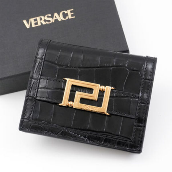 VERSACE グレカ クロコ 小銭入れ付き 二つ折り財布 1008832