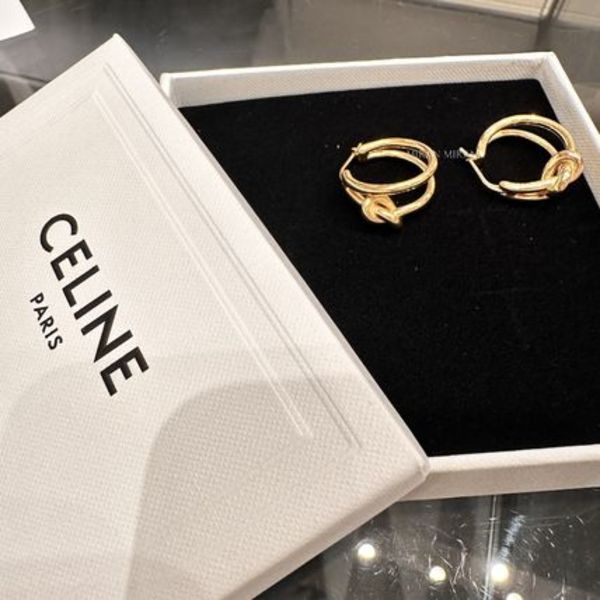 【CELINE】ノット ダブル フープ / ゴールドフィニッシュ ブラス