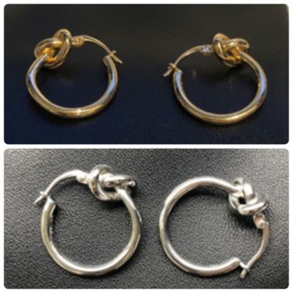 2色展開【CELINE】ノット スモールフープ ピアス♪