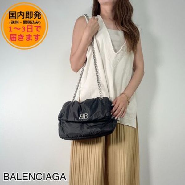 【国内即発】BALENCIAGA/MONACO/ナイロン/チェーンバッグ S