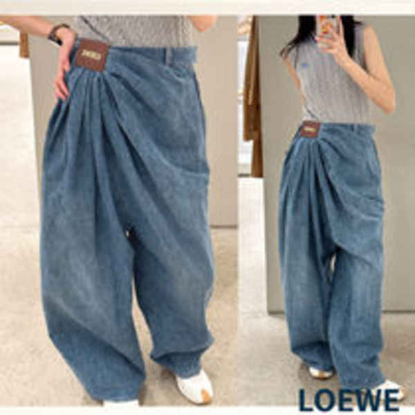 ドレスのようなデニム《LOEWE》ドレープドワイドレッグデニム