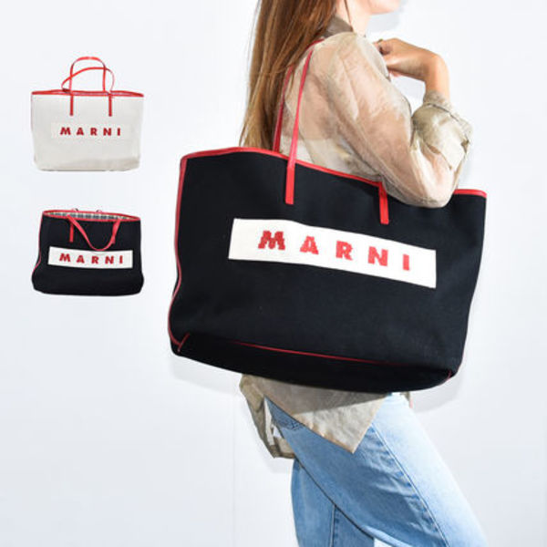 マルニ  レディース トート バッグ 刺繍  キャンバス SHMP0113U0