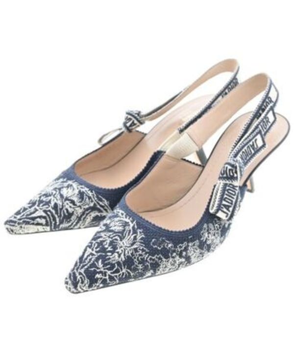 Christian Dior パンプス 紺x白(総柄) 4202225N0017