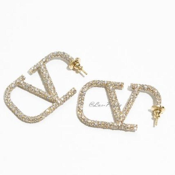 関税送料込- VALENTINO Vロゴ クリスタル ピアス