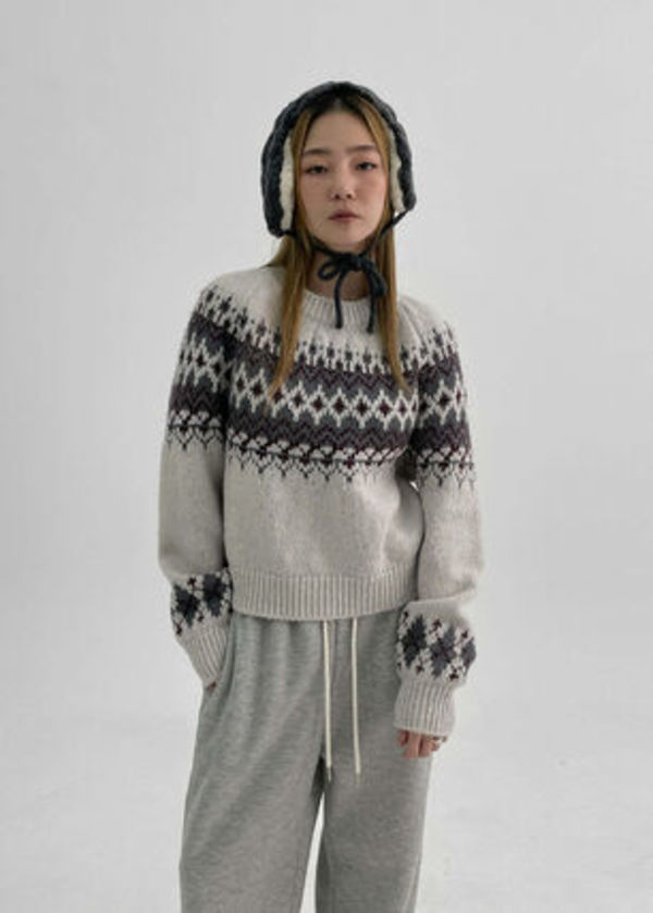 BLACKUP ムジョジャカードラウンドニットウェア