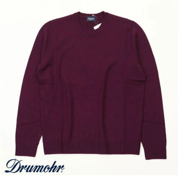 ドルモア8ゲージウールクルーネックニットパープルD7m103L-489