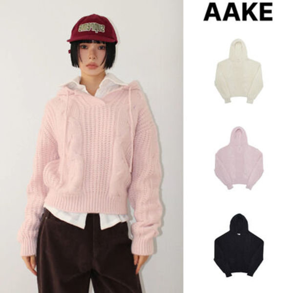 【AAKE】ALPACA CABLE HOOD KNIT