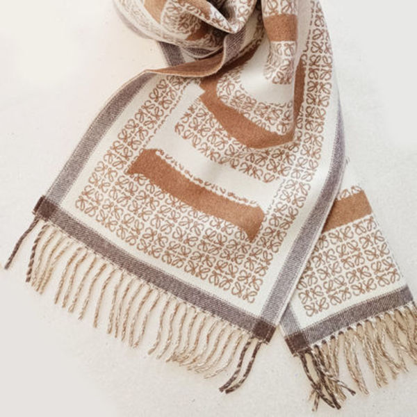 LOEWE ラブ ジャガード マフラー ウール/カシミア