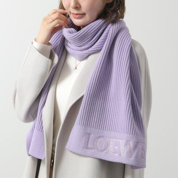 LOEWE マフラー F540257X22 ロゴ刺繍 リブ編み