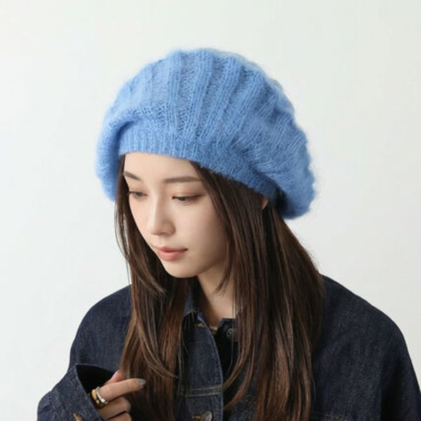 GANNI ベレー帽 Oversized Brushed Mohair Rib Beret A5106 5892
