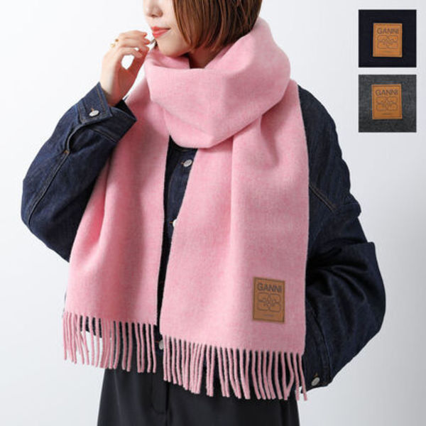 GANNI マフラー スカーフ Double Face Wool Solid Scarf