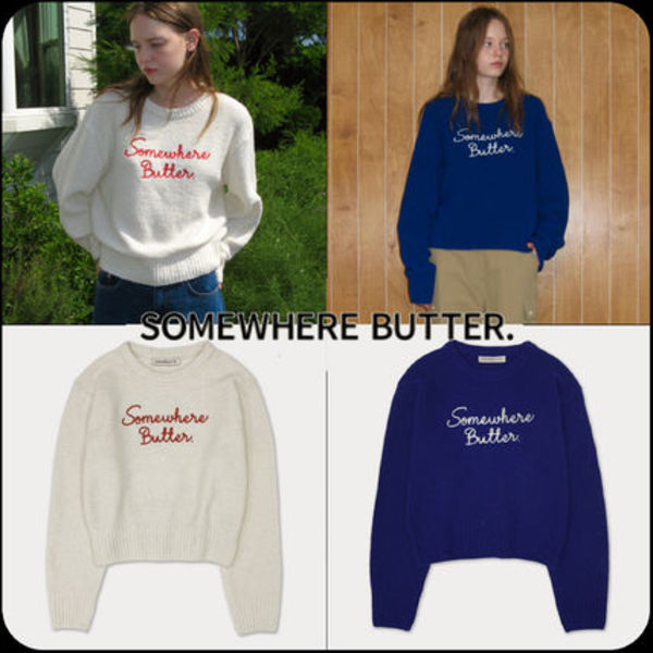 [SOMEWHERE BUTTER]★letter wool knit