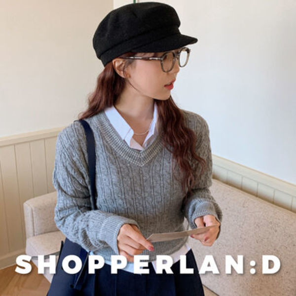 Cashmere Cable Stitch V-neck Knit (5color)