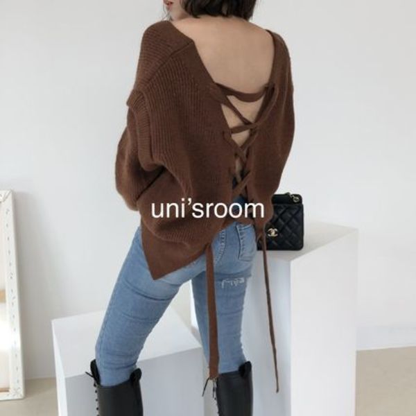 uni's room■レースアップオーバーカーディガン NT-AW20-16BR