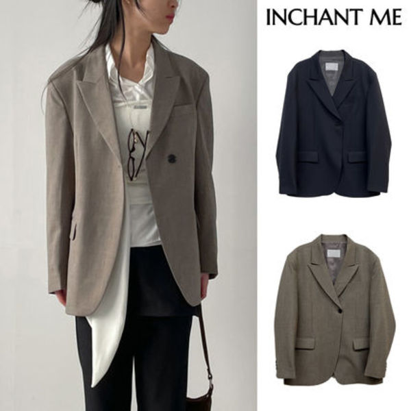 【INCHANT ME】Unbalanced One Button Loose Fit Single Jacket
