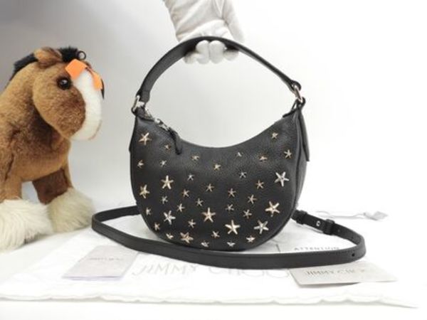 ジミーチュウ スカイ スタースタッズ レザー黒 s付ミニハンド