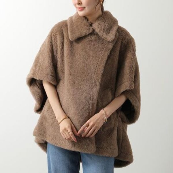 MAX MARA ポンチョ TEBE4 テディベア ケープ ファー ボア