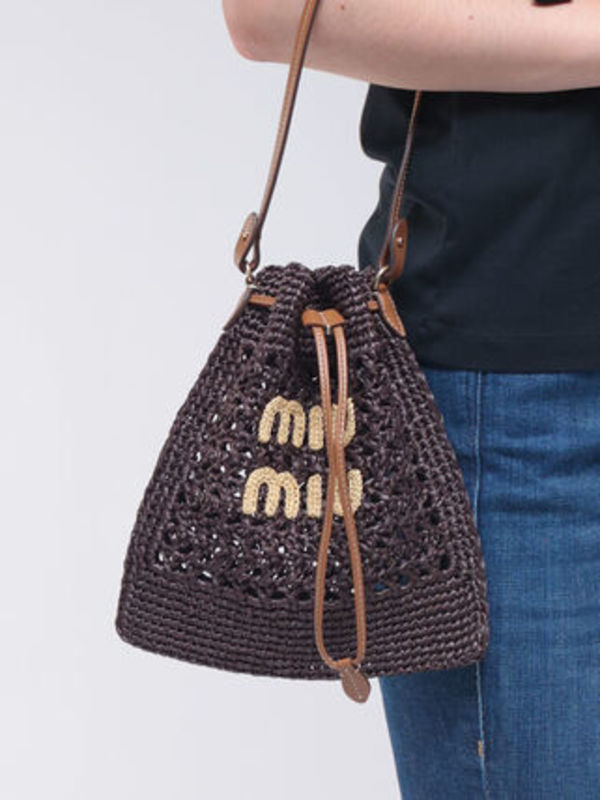 MIU MIU ミニバッグ ロゴ ウーブンファブリック