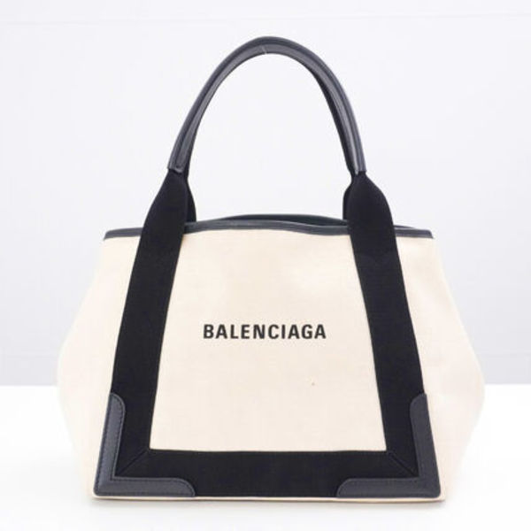 BALENCIAGA NAVY CABAS S トートバッグ 339933 NATURAL-BLACK