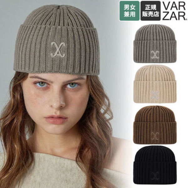 ★VARZAR☆VA Curved Logo Washed Beanie