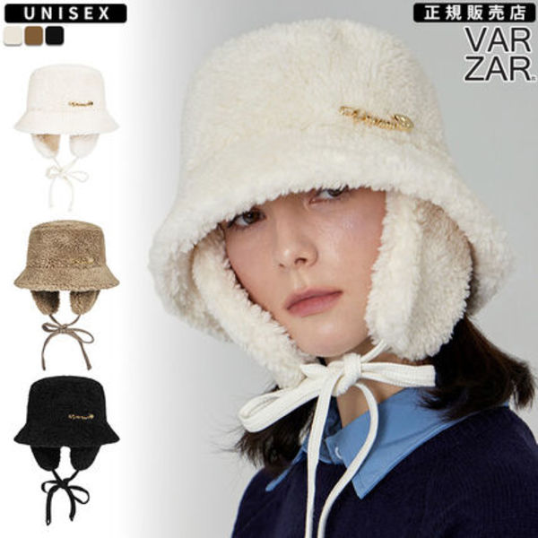 ★VARZAR☆VARZAR Safety Pin Sherpa Fur Flap Bucket Hat
