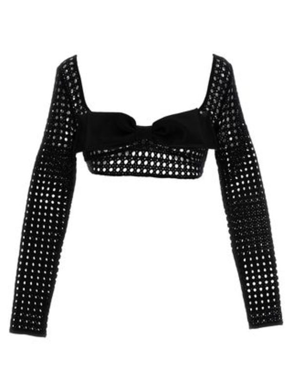 Giambattista Valli Cropped macrame bow top