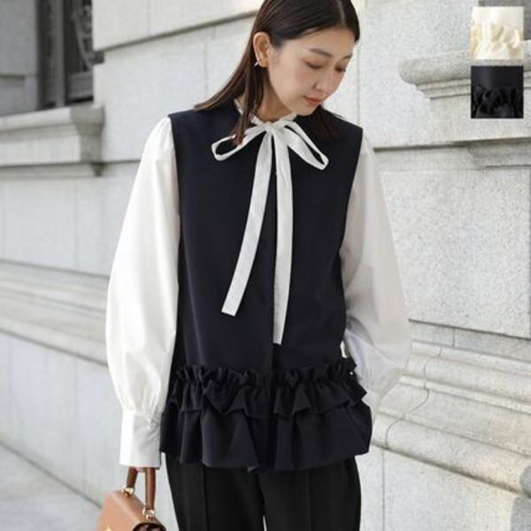 SONO ベスト S256JV019 ジレ ダブルフリル