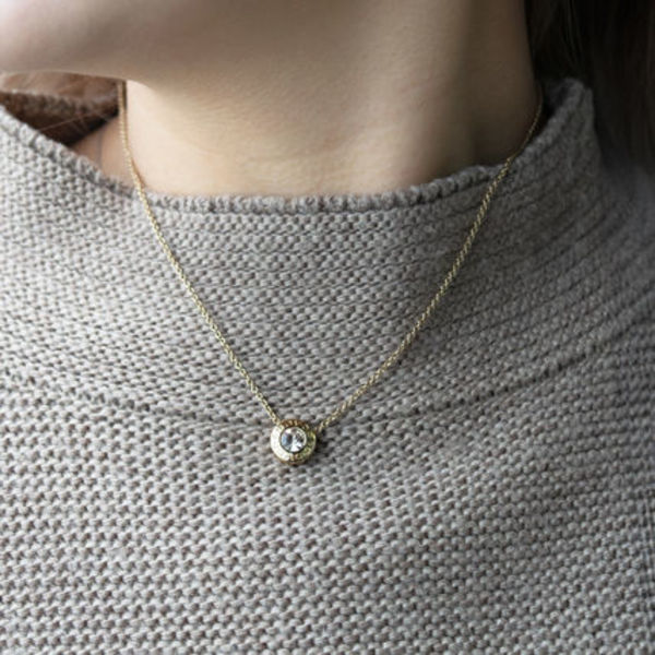 Coach OPEN CIRCLE STONE STRAND NECKLACE【送料0/国内即発】