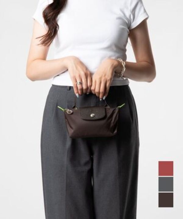 LONGCHAMP Le Pliage Green Pouch with handle 34175 919 ポーチ