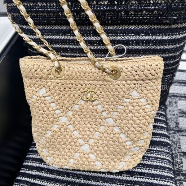 【CHANEL】 ラフィアバッグ ショルダーバッグ AS5811