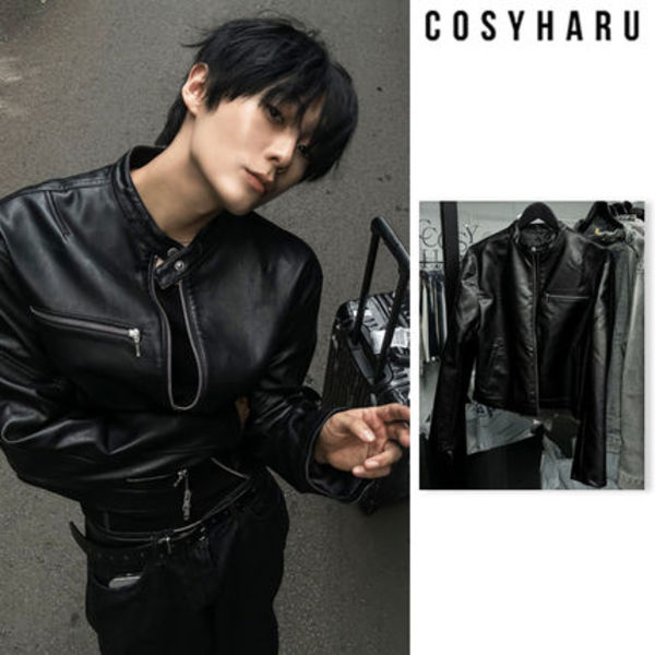 【COSYHARU】Two of Premium Crop Leather Jacket