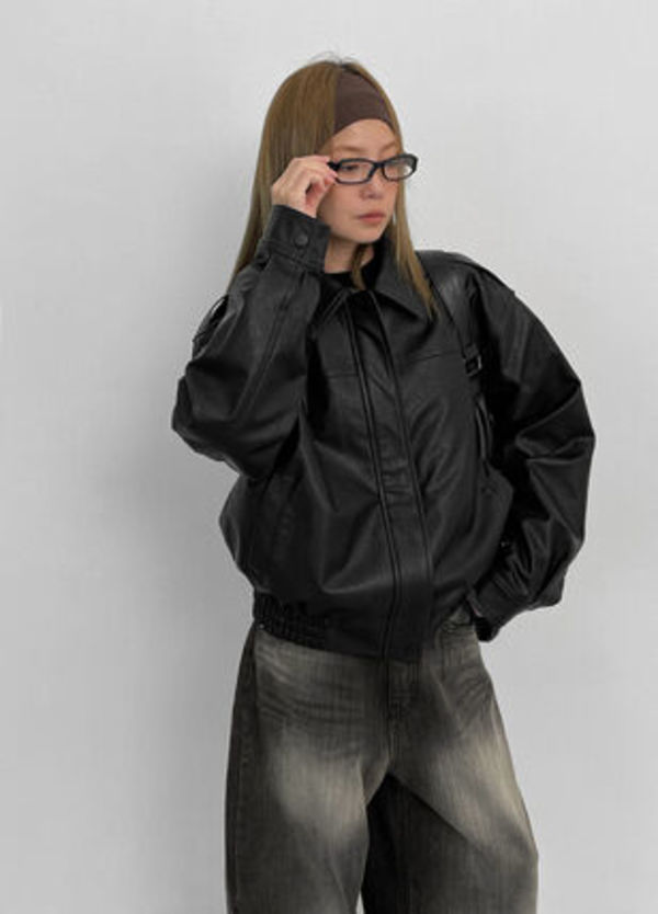 BLACKUP [MADE] エポレットレザージャンパー