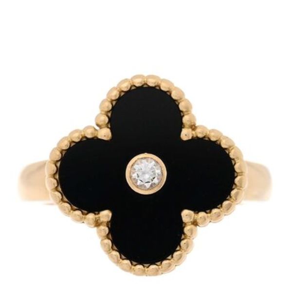 国内発送ダイヤ ブラックオニキスアルハンブラ リング 48 4.5