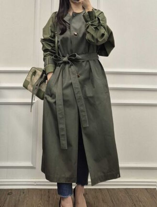 LOEWE ロエベ ラグラン トレンチコート カーキ 0010454932