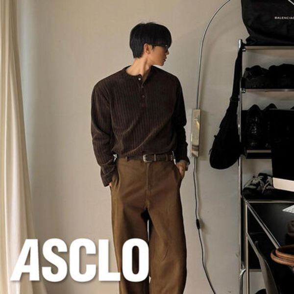 ASCLO Velour Henry Neck T Shirt (4color)