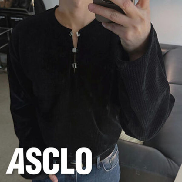 3 TAP Clip Velvet Henry Neck T (2color)