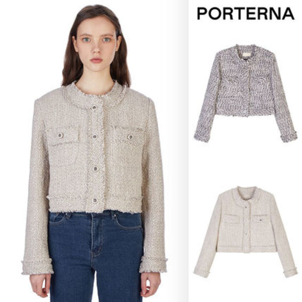 【PORTERNA】Ruffled tweed jacket
