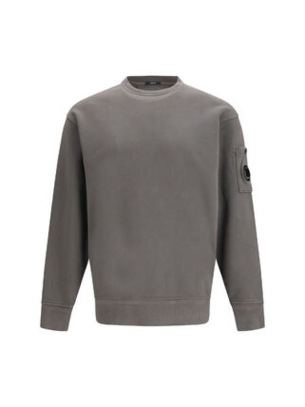 C.P. COMPANY COTTON DIAGONAL FLEECE CREWNECK LENS SWE
