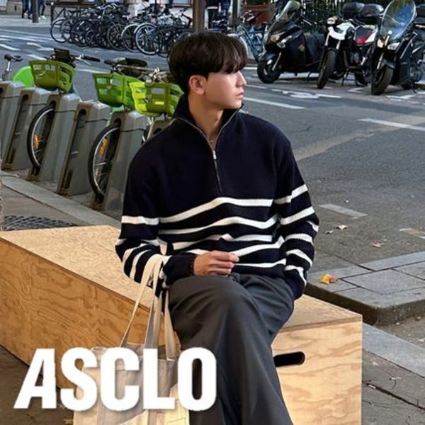 ASCLO Over Border Half Zip Up Knit (4color)