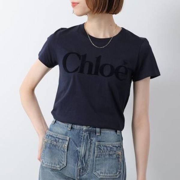 Chloe Kids 半袖 TシャツC20652 ロゴT ベルベット